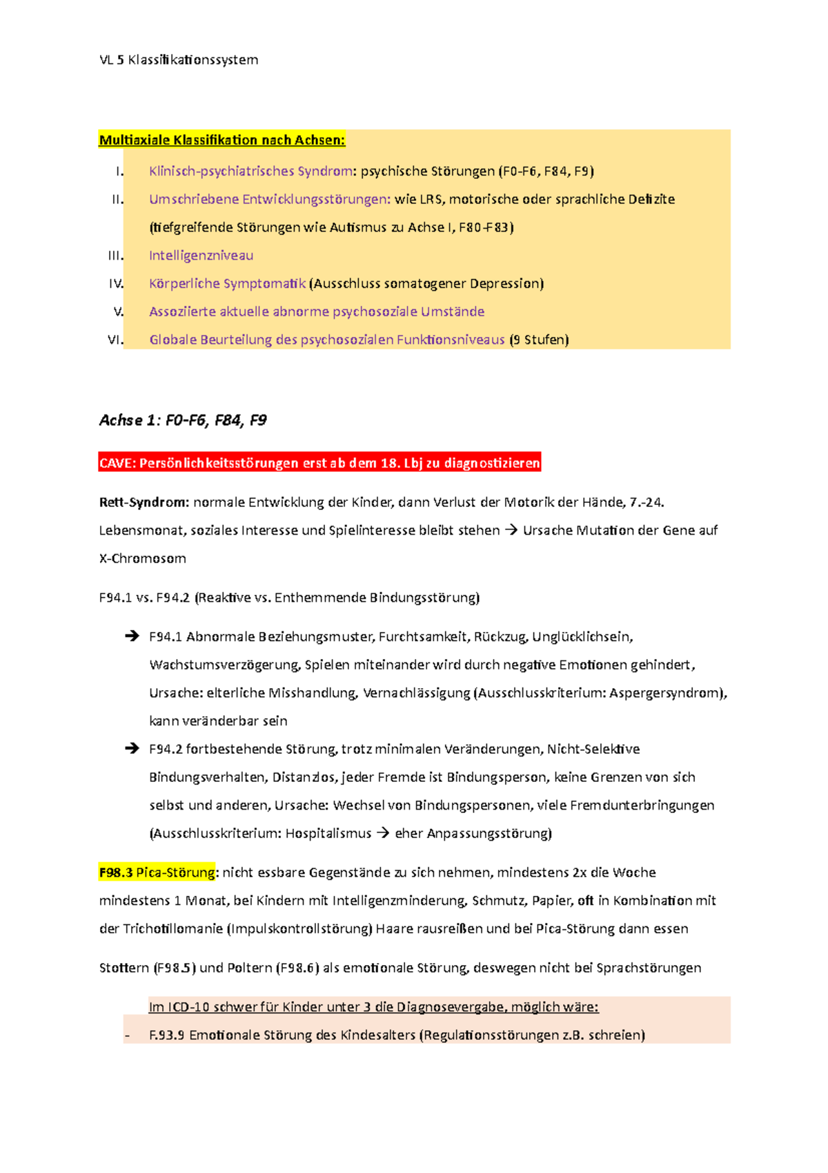 Multiaxiales Klassifikationsschema Achse 5 VL 5 Multiaxiales Klassifikationssystem - VL 5 Klassifikationssystem