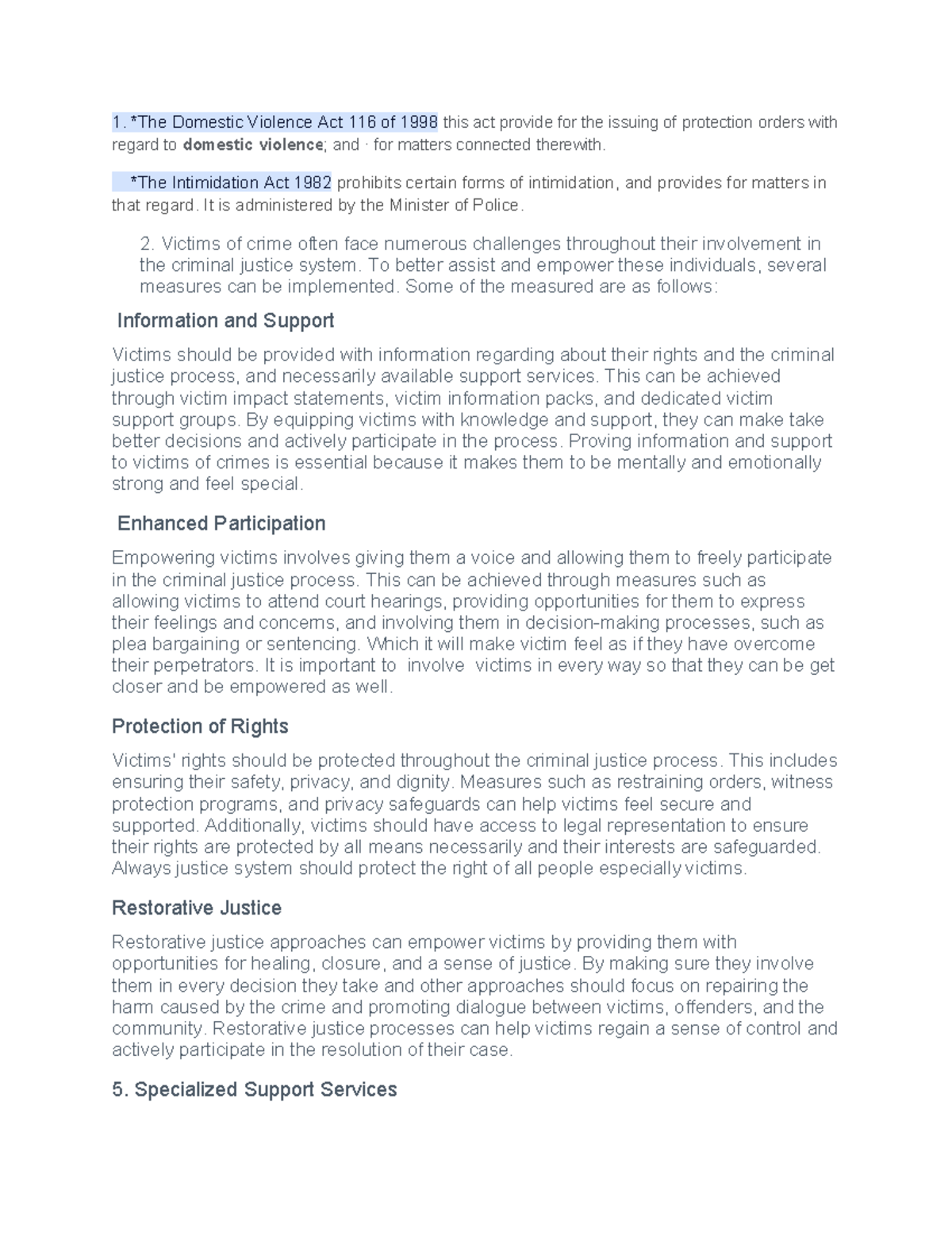 Assg 04 sjd - ass 04 - 1. *The Domestic Violence Act 116 of 1998 this ...