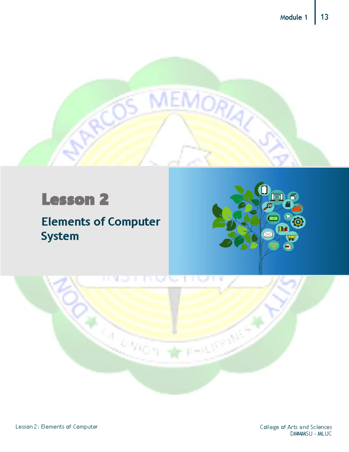 IT Era Lesson 2 M1 - Module 1 13 College of Arts and Sciences DMMMSU ...