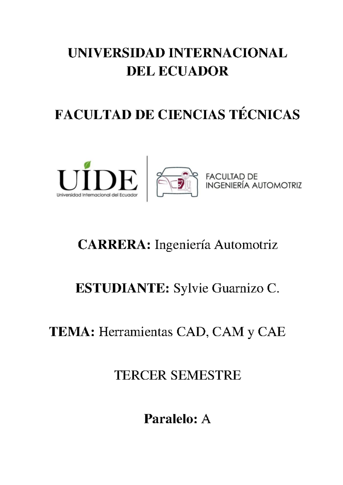 CAD CAM CAE - Descripcion de los sistemas CAD CAM y CAE - UNIVERSIDAD ...