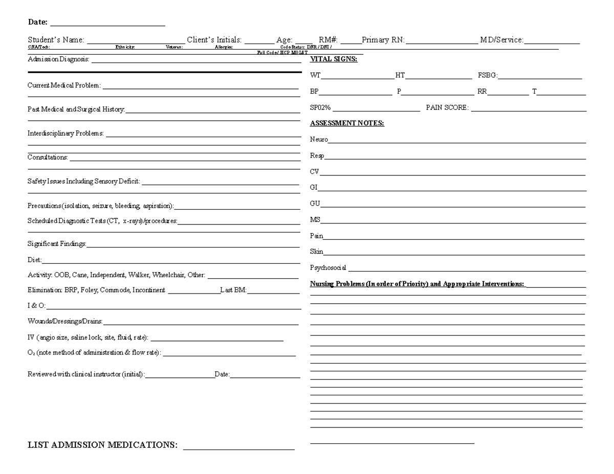 Clinical Assignment without norms - Date ...