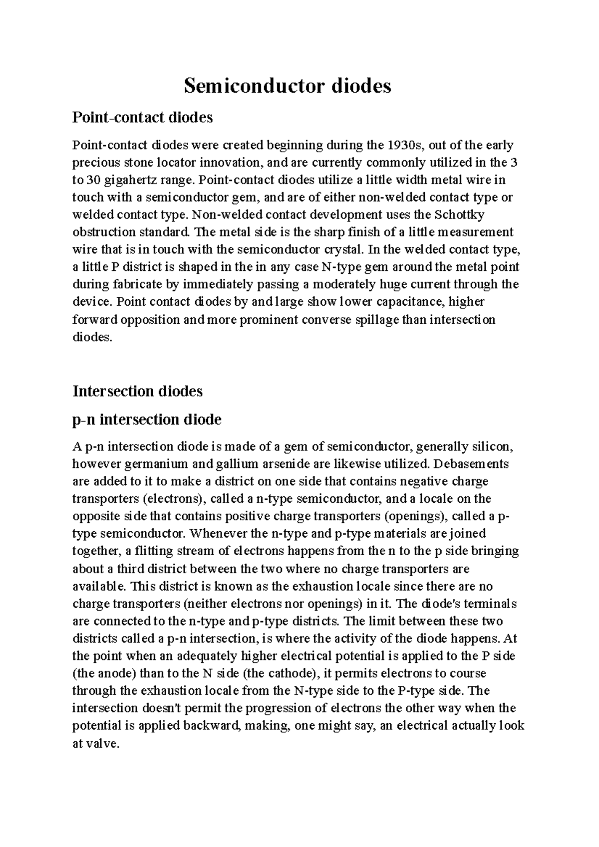 Semiconductor diodes Ifah Semiconductor diodes Pointcontact diodes
