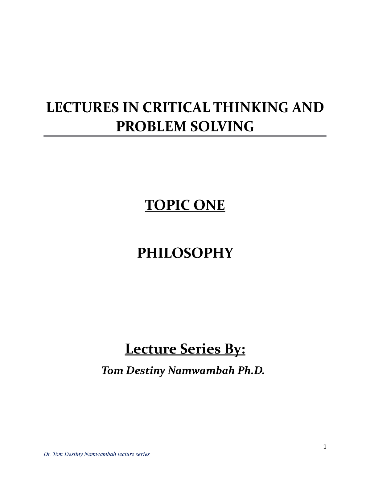 philosophical problems and critical thinking ust