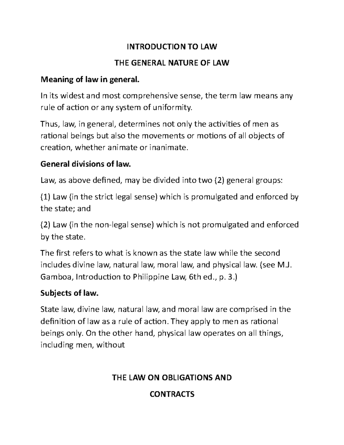 LAW OF Obligations Chapter 1&2 it is tackled all about laws ...