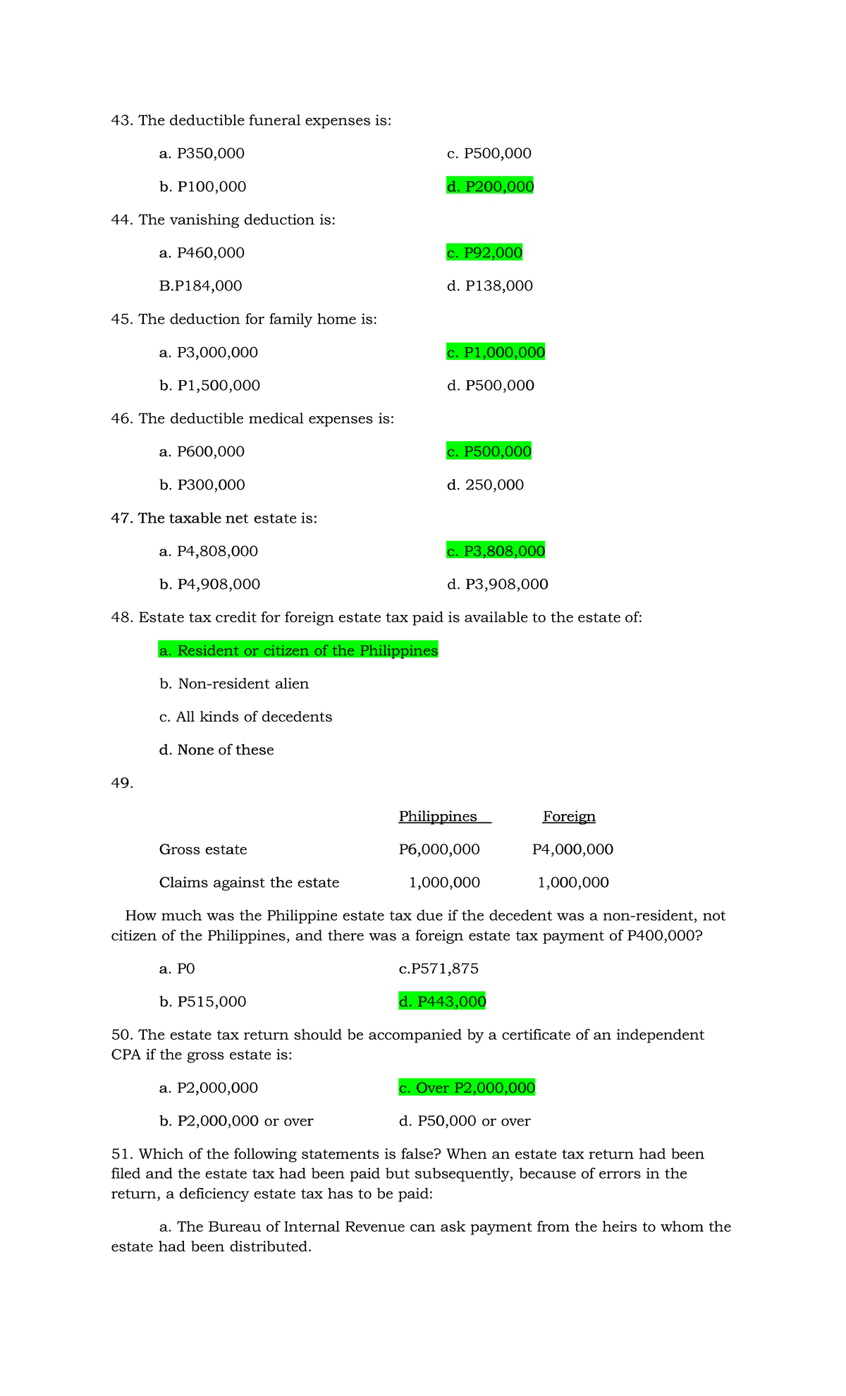 Qdoc Cpar The deductible funeral expenses is43. The deductible