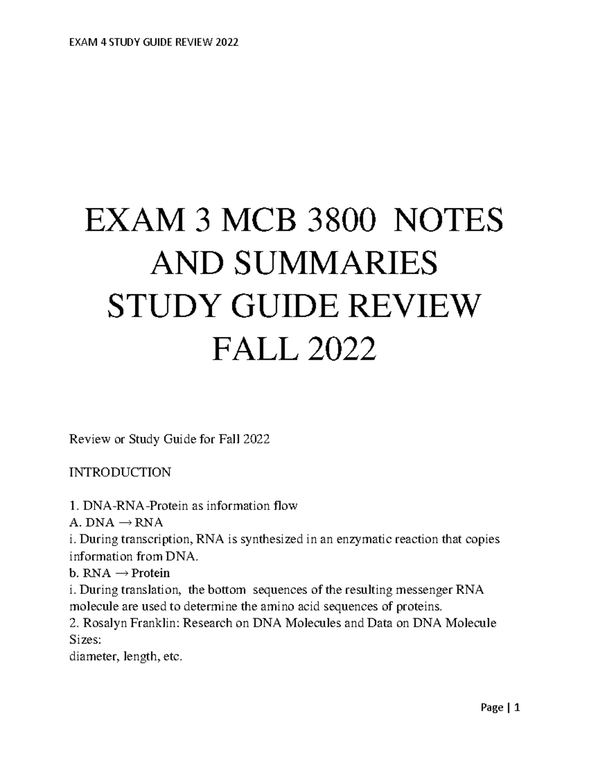 BIOL 3800 Exam 3 Study Guide - EXAM 3 MCB 3800 NOTES AND SUMMARIES ...