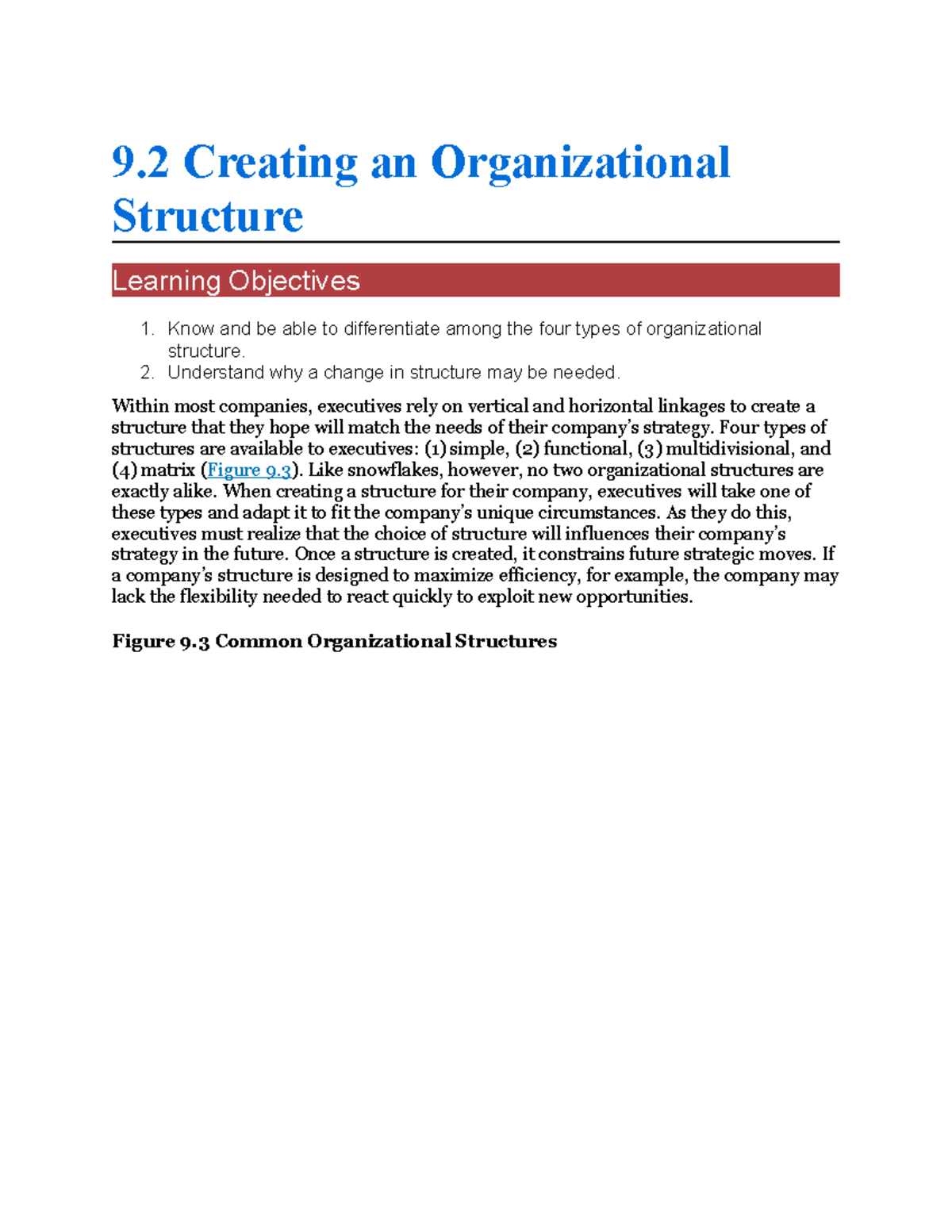 9.2 Creating an Organizational Structure - 9 Creating an Organizational ...