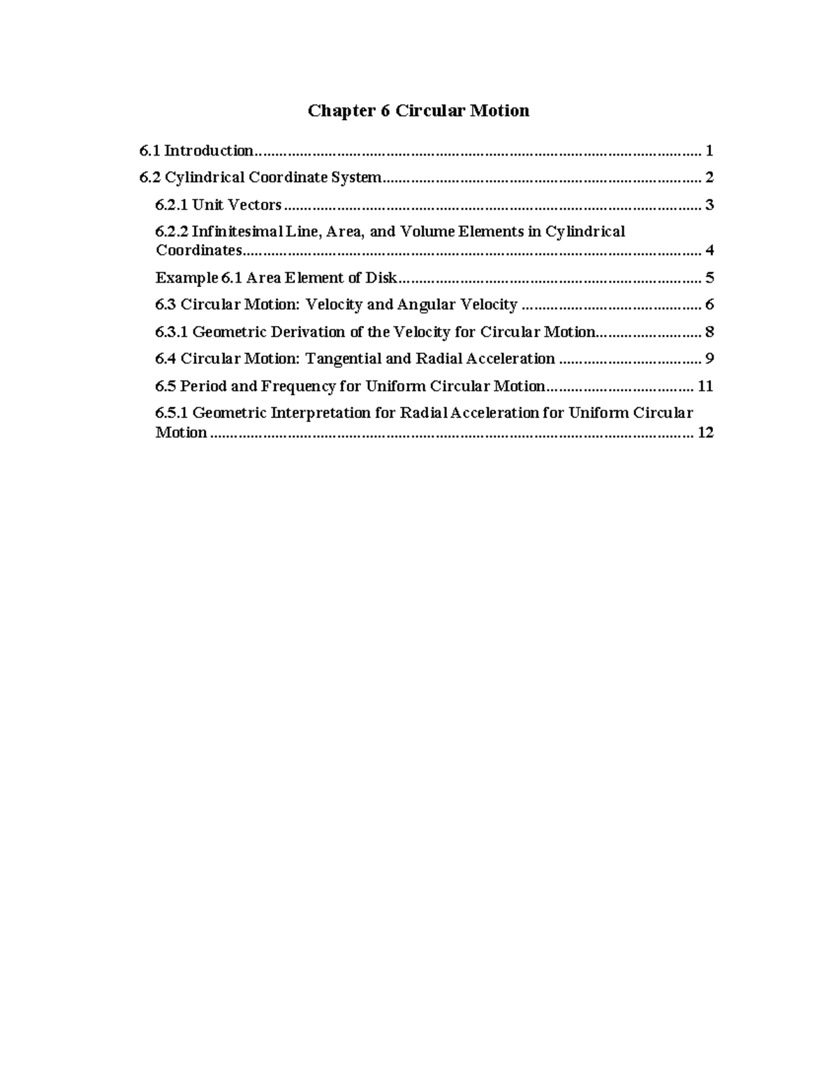 Chapter 06-cylindrical - Chapter 6 Circular Motion 6 Introduction - Studocu