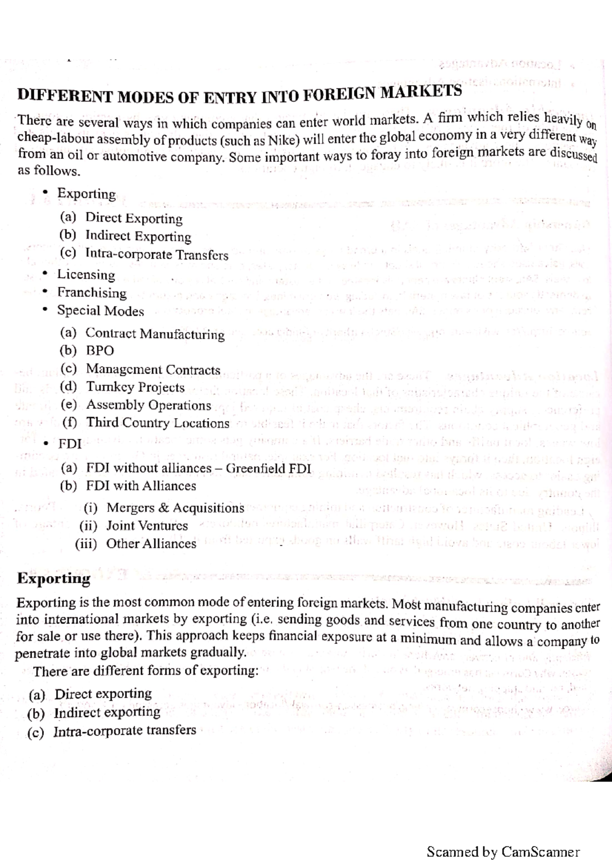 Modes of entry in foreign markets - MANM379 - Studocu