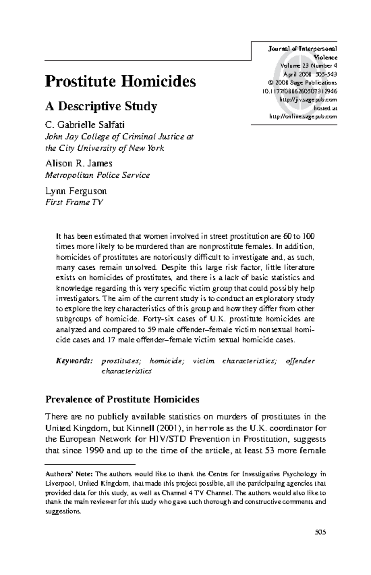 prostitute characteristics