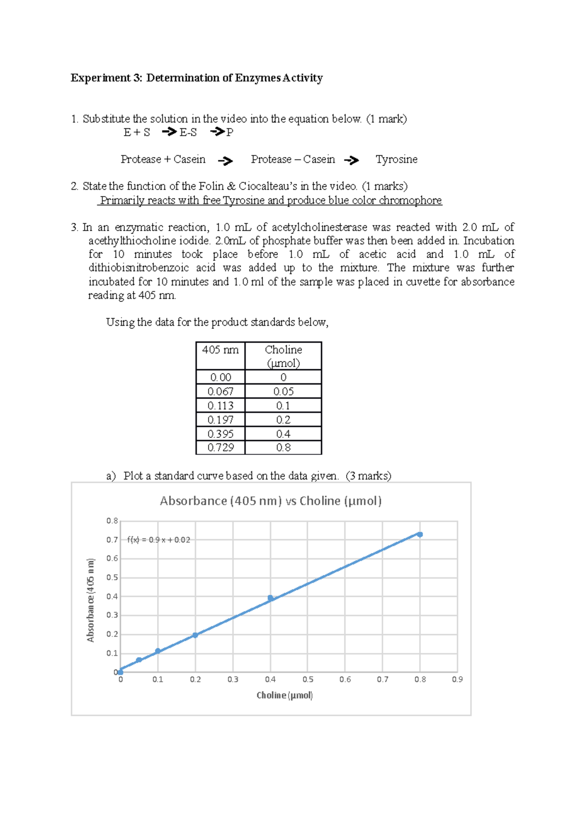 LAB 3 BIO 462 - Laboratory reports - Experiment 3: Determination of ...