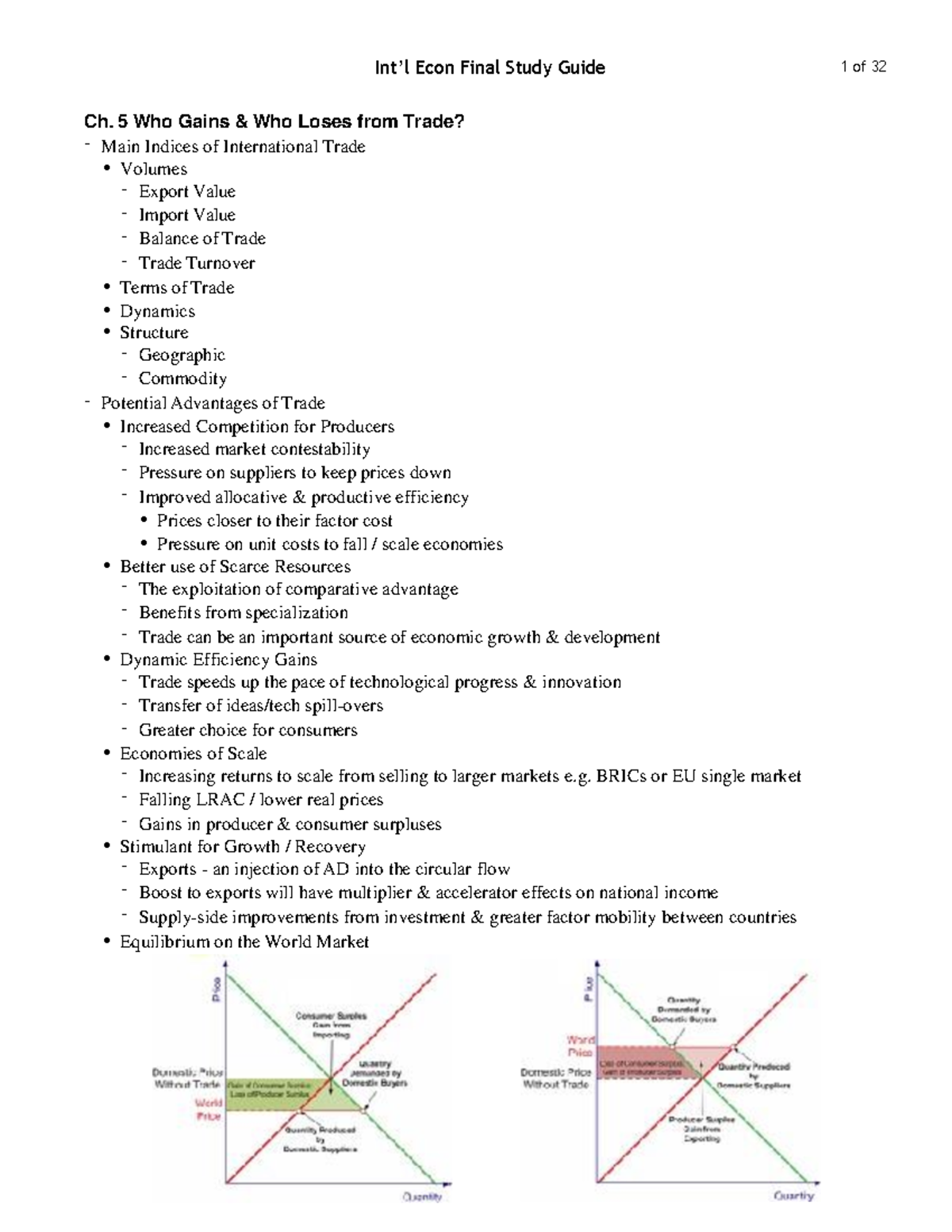 International Economics Final Study Guide - Ch. 5 Who Gains & Who Loses ...