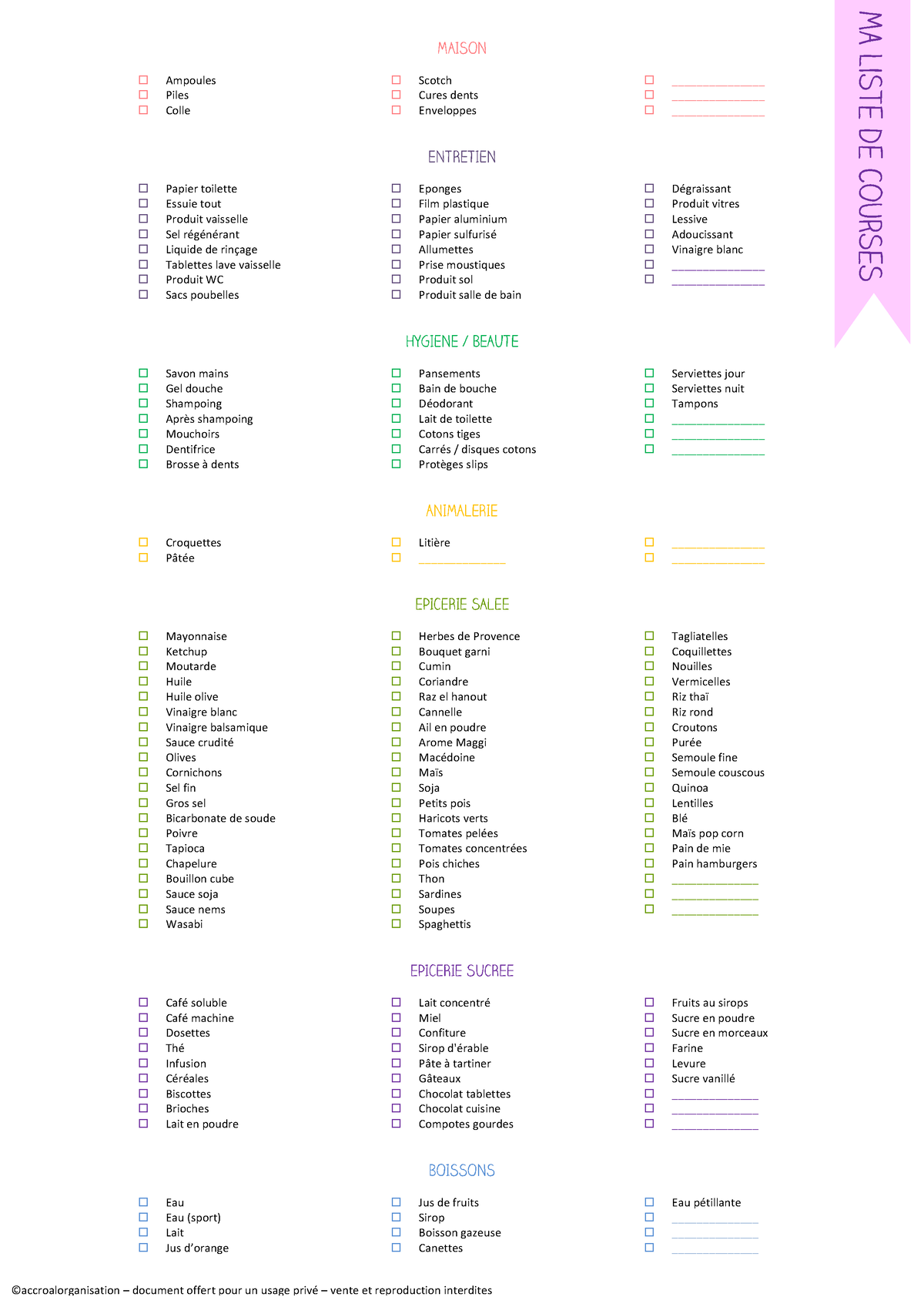 Liste De Courses A4 - Jijook - Ampoules Piles Colle Scotch Cures Dents ...