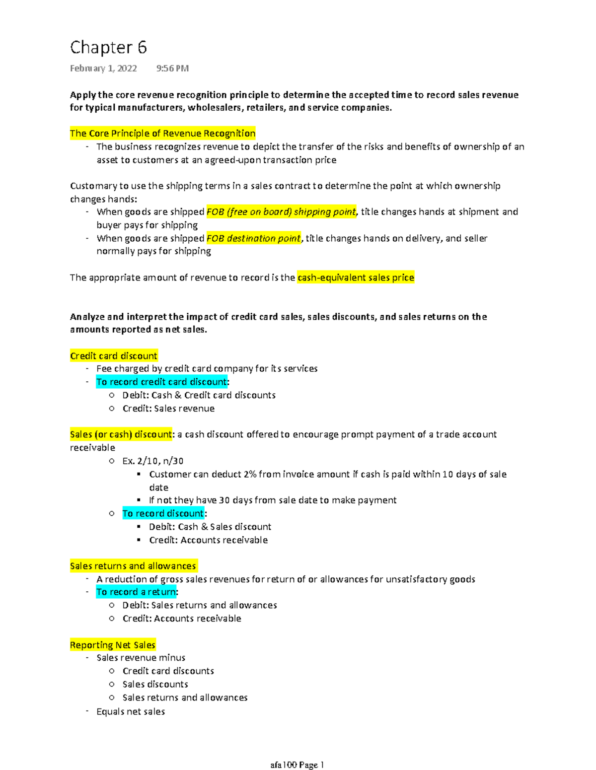 Chapter 6 - Financial Accounting - Apply the core revenue recognition ...