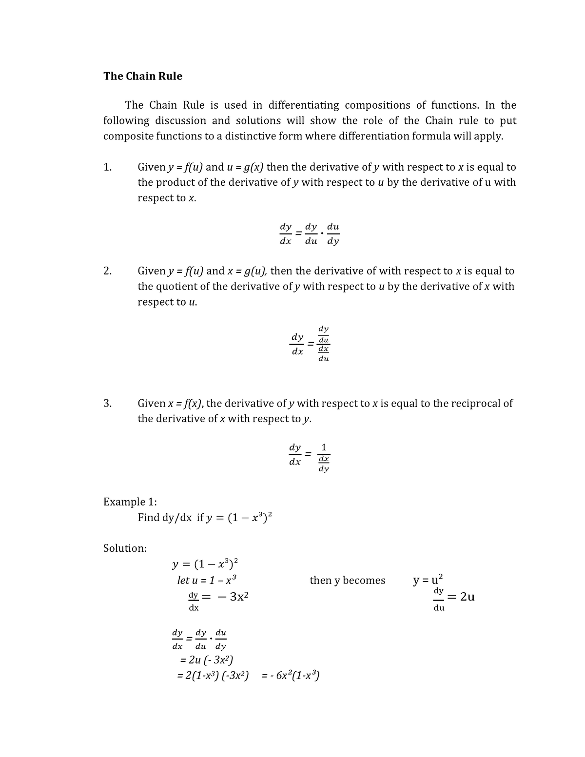 ab calculus the chain rule part 1 homework