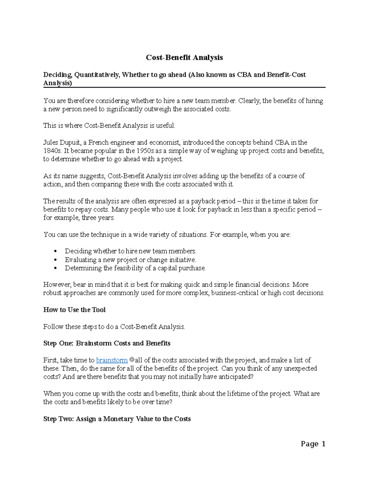 Cost Benefit Analysis Lecture notes 4 CostBenefit Analysis