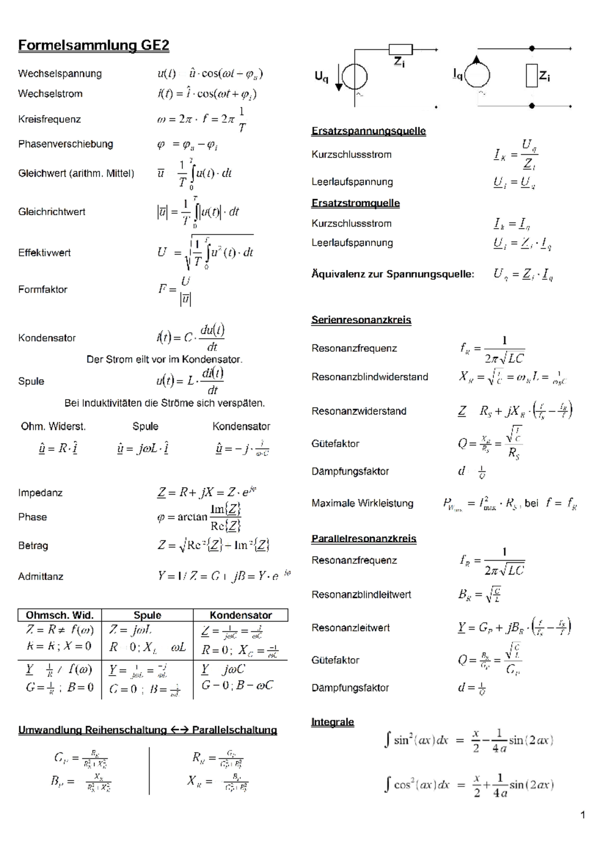 Formelsammlung Physik