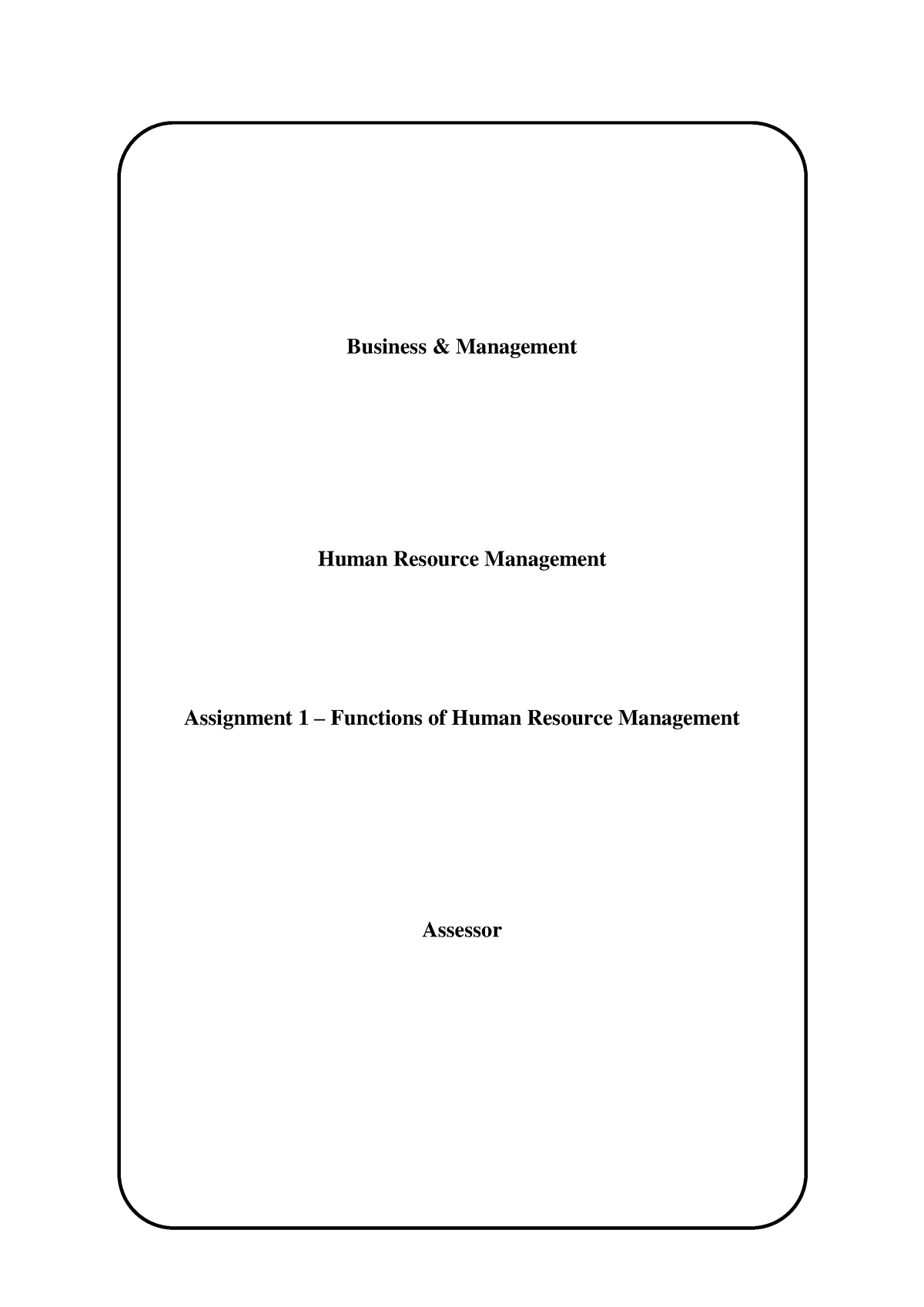 human resource management assignment 1