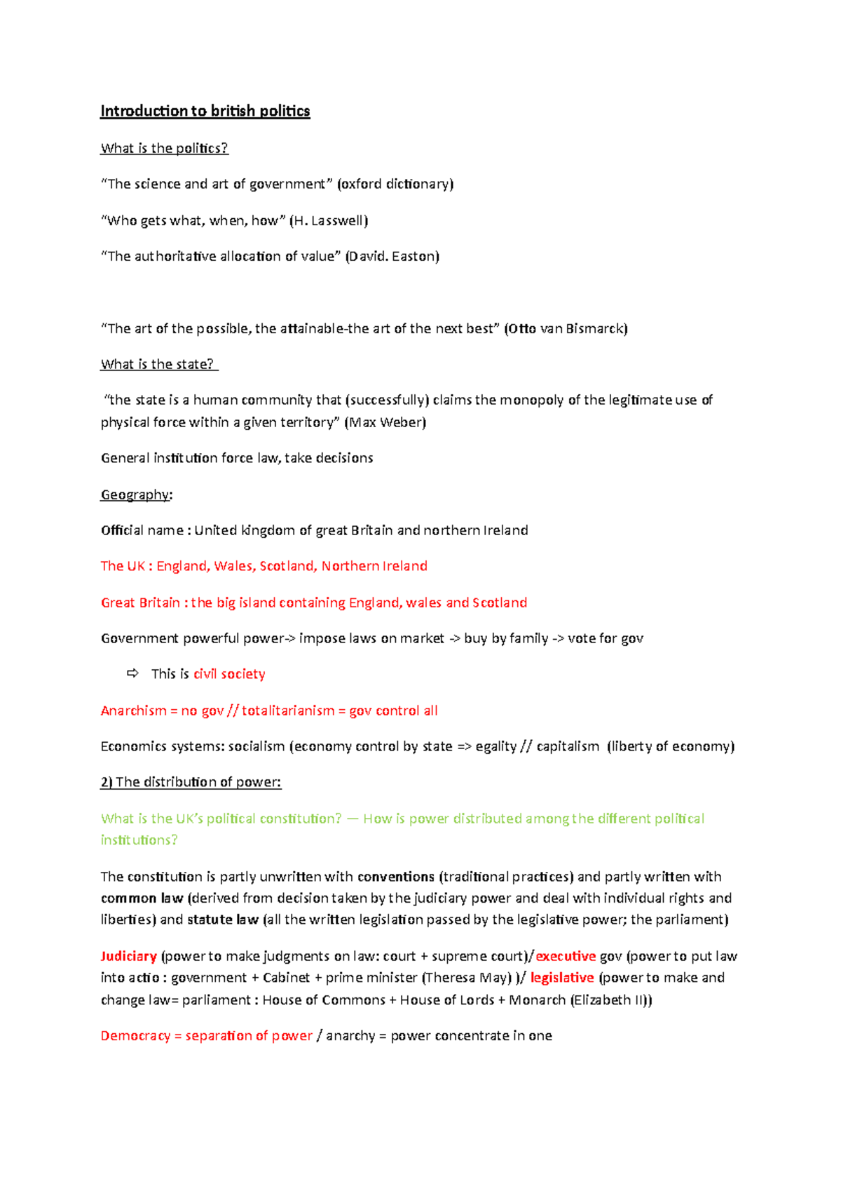 L2S1 CM1 civi UK - Introduction to british politics What is the ...