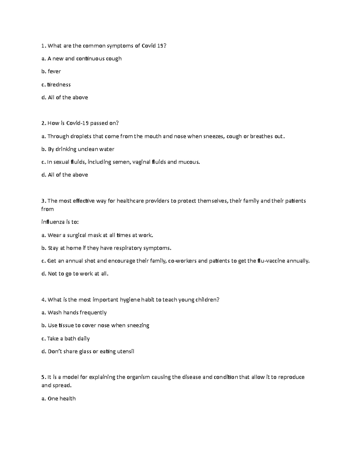 26 - practice materials - What are the common symptoms of Covid 19? a ...