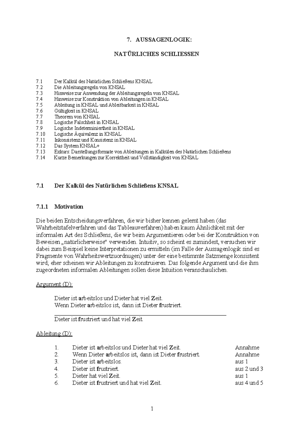 Der Kalkül Des Natürlichen Schließens – NTIKL