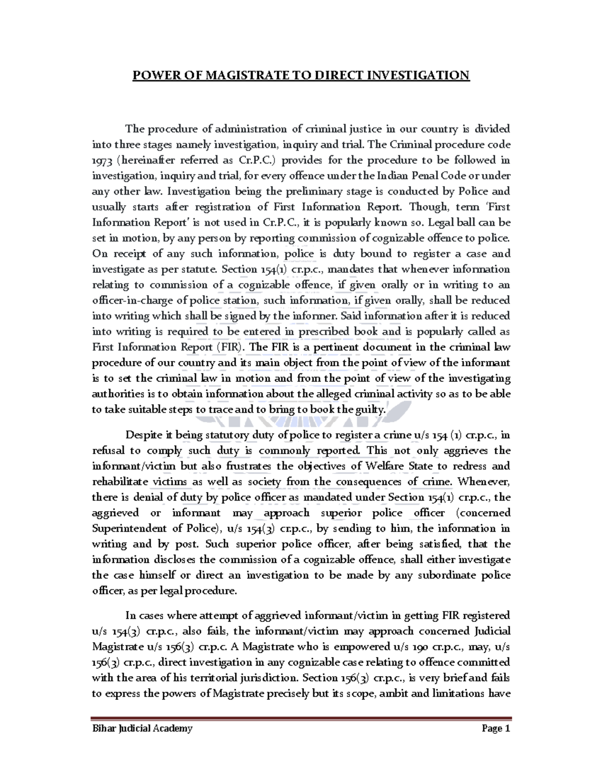 Poer of magistrate under section 153 - POWER OF MAGISTRATE TO DIRECT ...