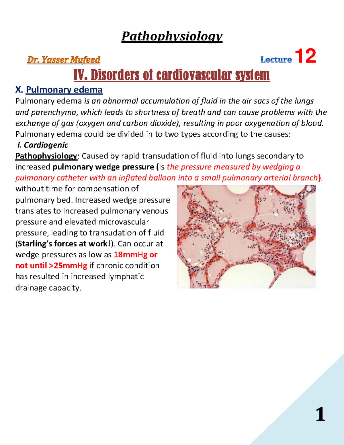 IV. Disorders of cardiovascular system - Pathophysiology 12 IV ...