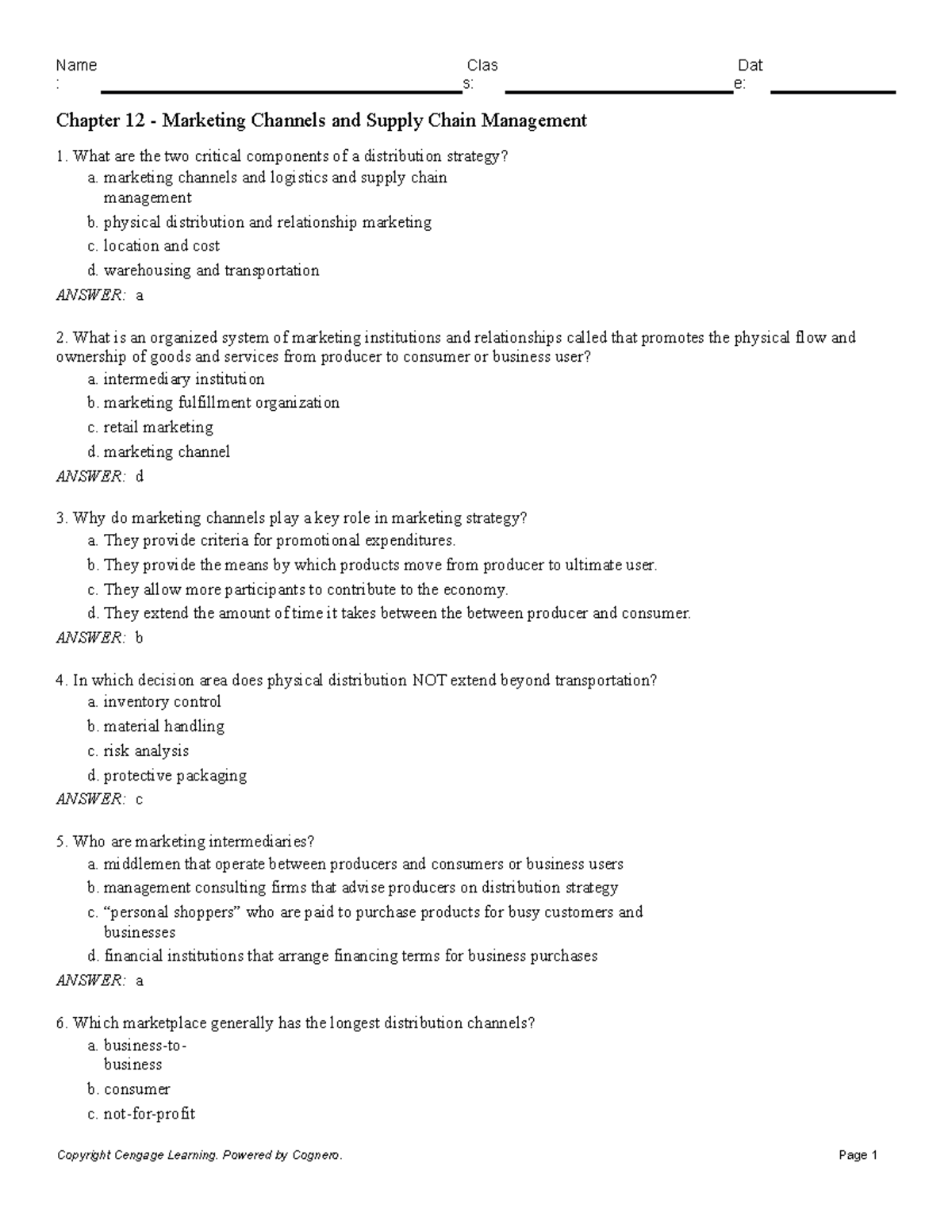 Chapter 12 Marketing Channels and Supply Chain Management - : s: e ...