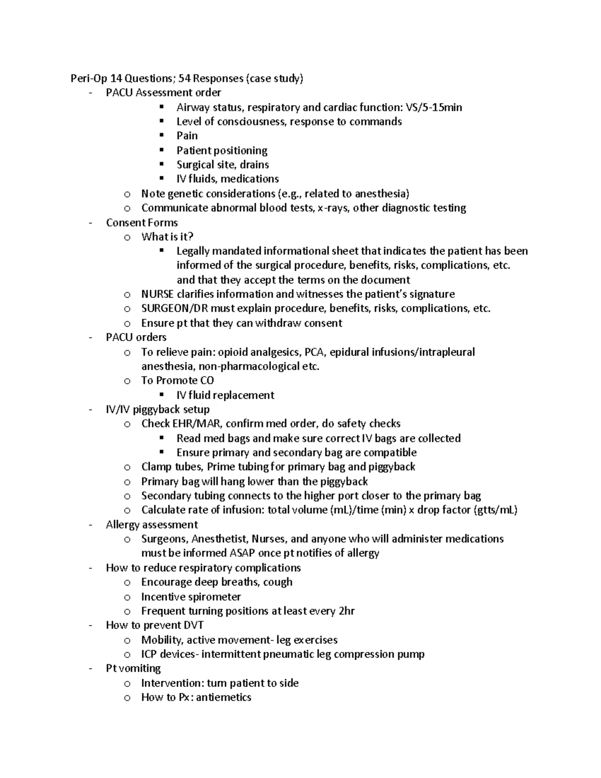 NURS 360 Exam 1 Guide - Spring semester with Dr. Allen - Peri-Op 14 ...