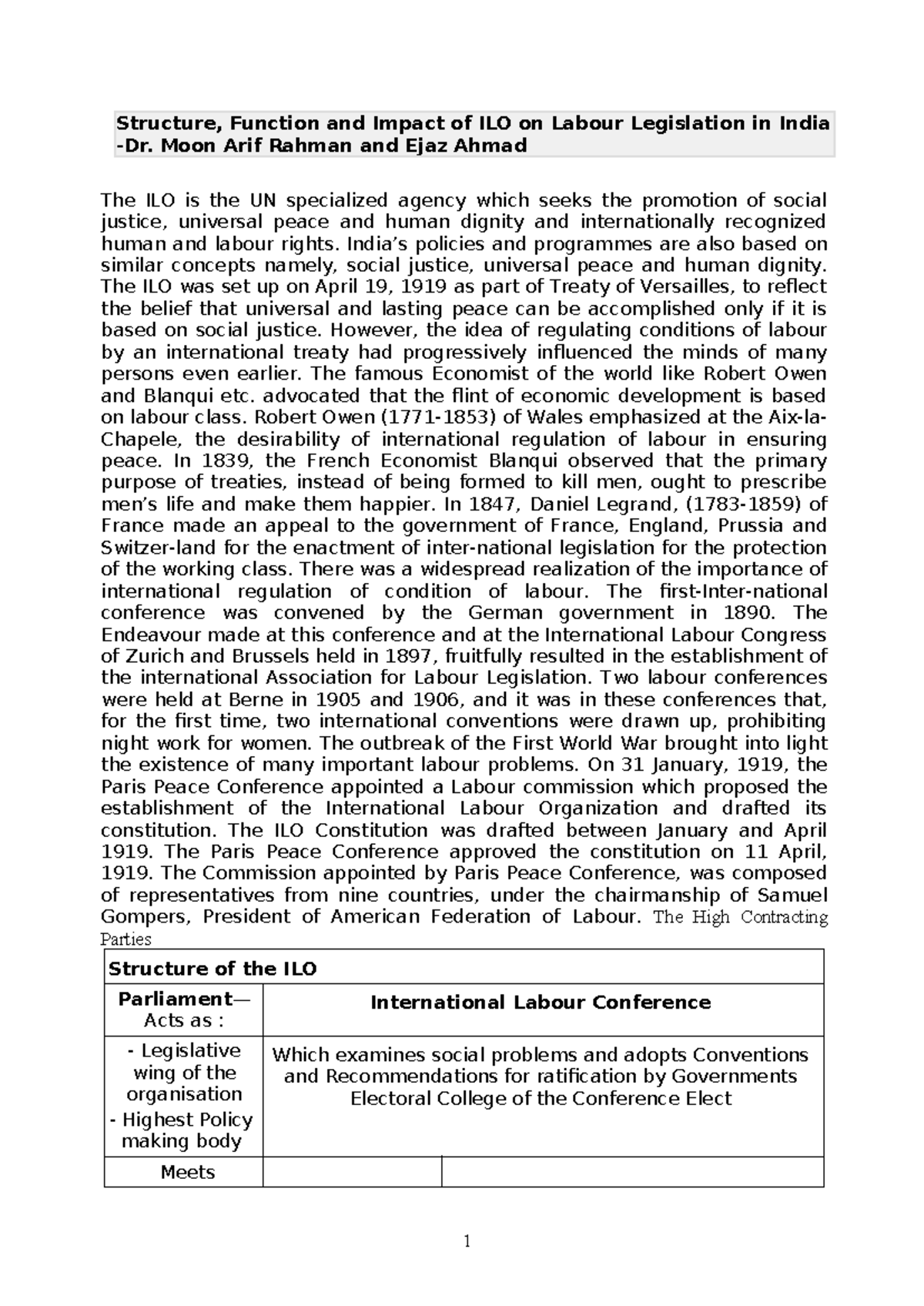 Structure, function and impact of ilo - Structure, Function and Impact ...