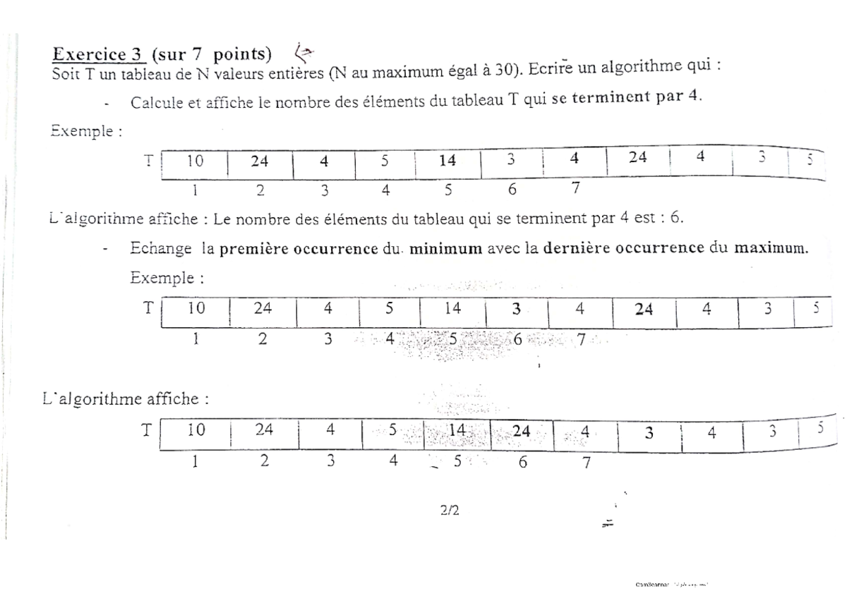 Exercise de algorithme 1 - Algorithmique - Studocu
