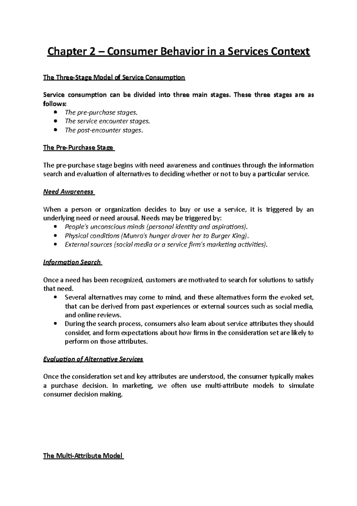 Chapter 2 Consumer Behavior In A Services Context Chapter 2