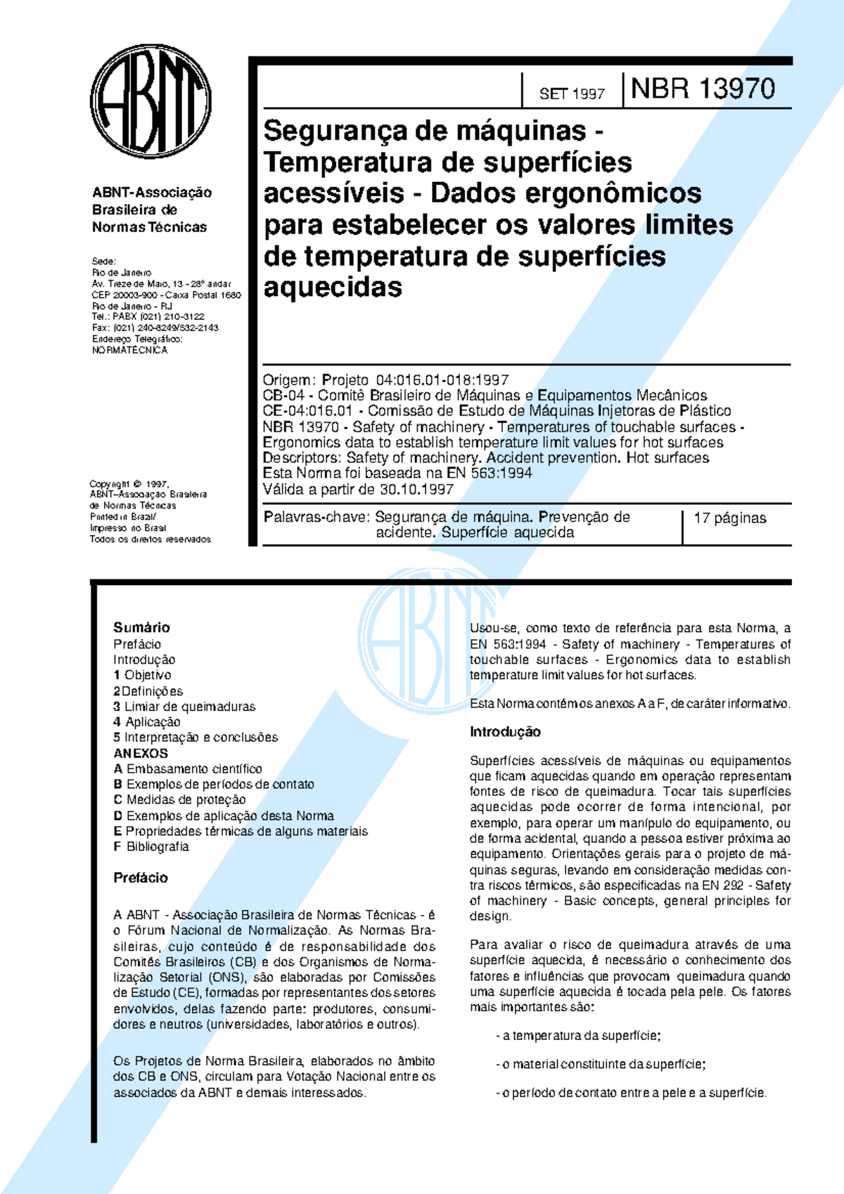NBR 13970-1997 Segurança de máquinas-Temperatura de superfícies ...