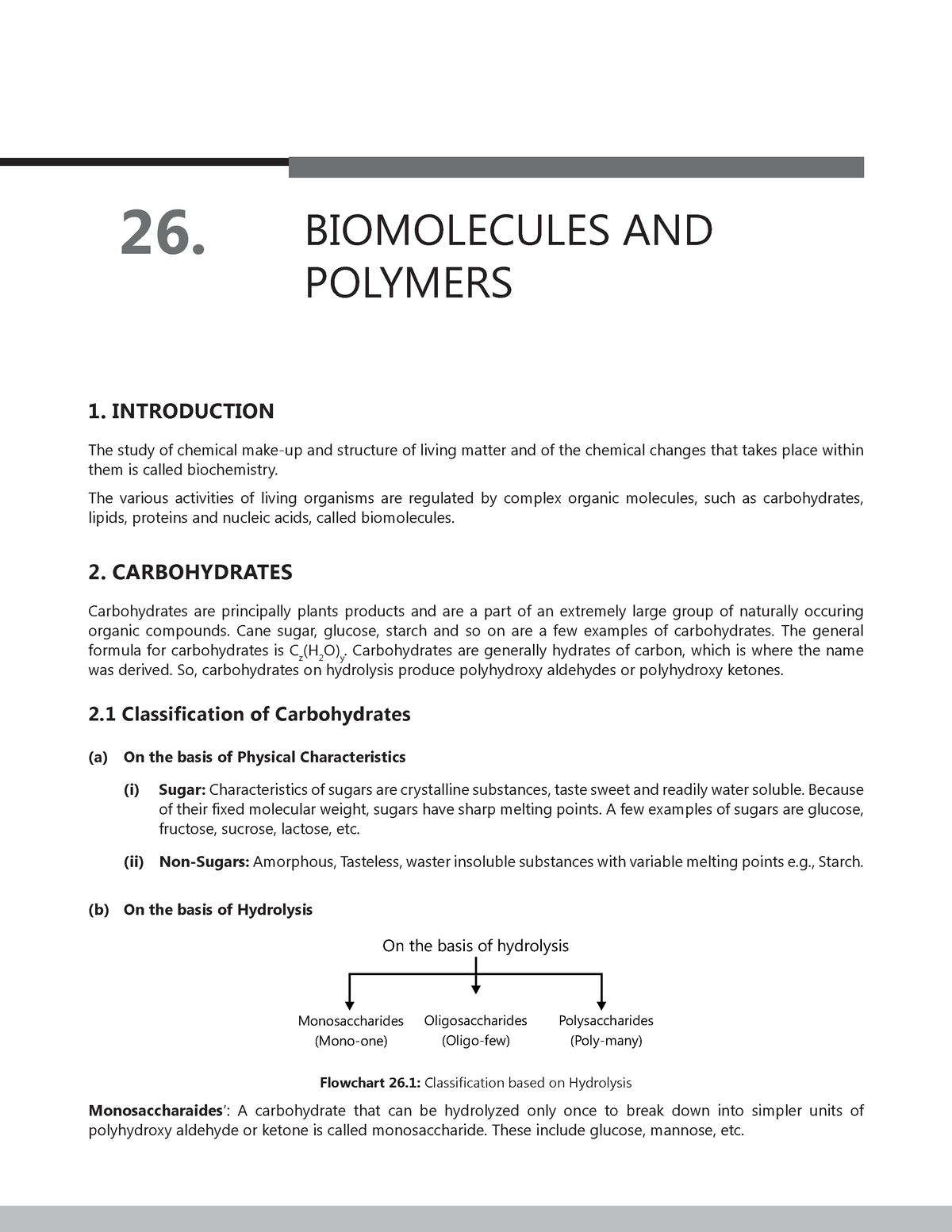 10 - Biomolecules - 26. BIOMOLECULES AND POLYMERS 1. INTRODUCTION ...