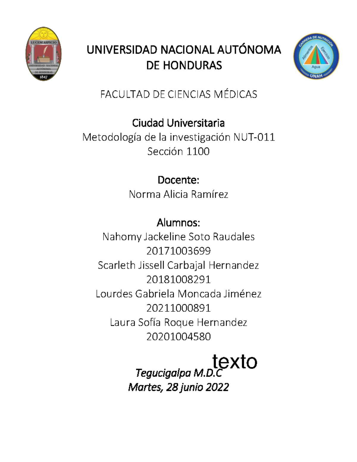 Objetivos - Ejercicios - UNIVERSIDAD NACIONAL AUT”NOMA DE HONDURAS ...