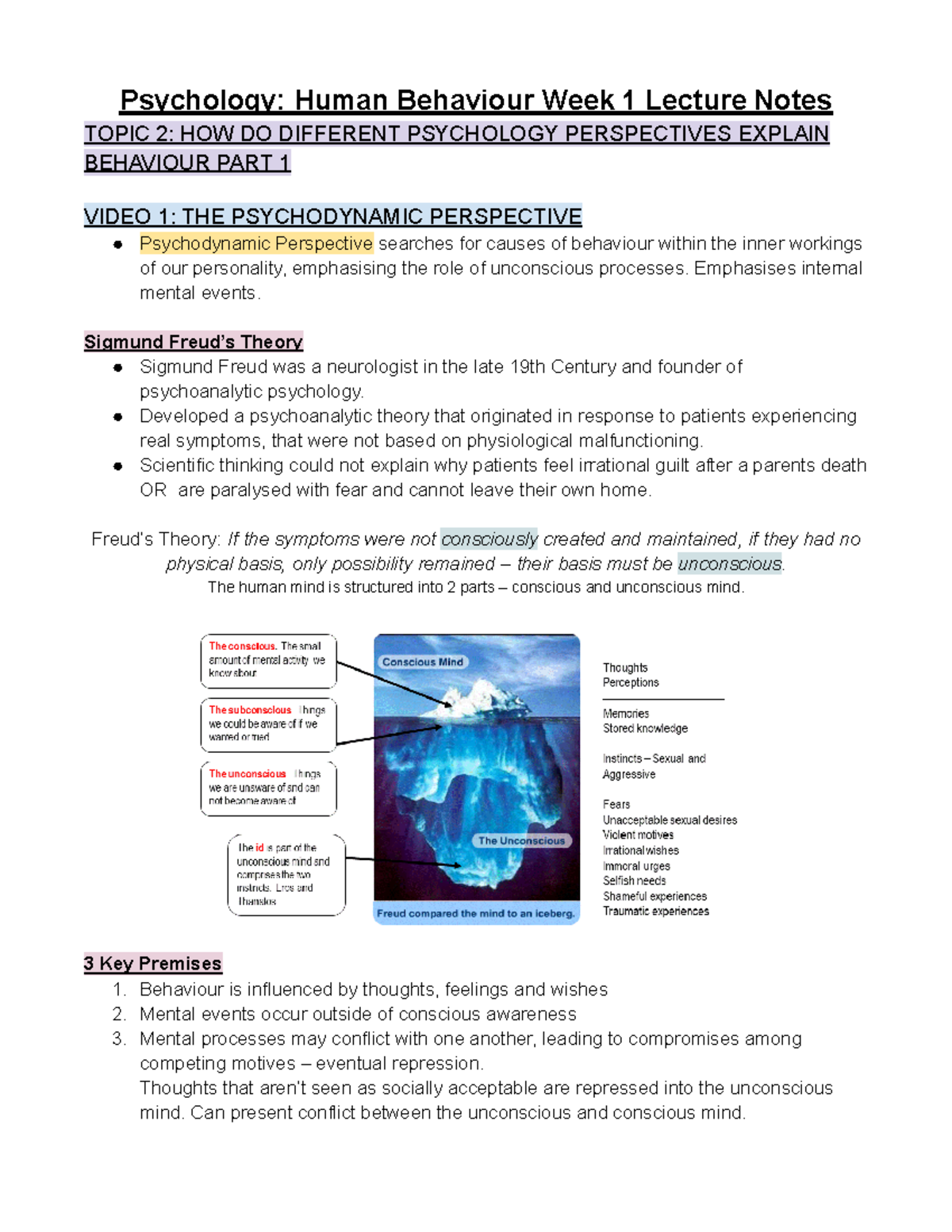 Psychology Perspectives Lecture Notes - Psychology: Human Behaviour ...
