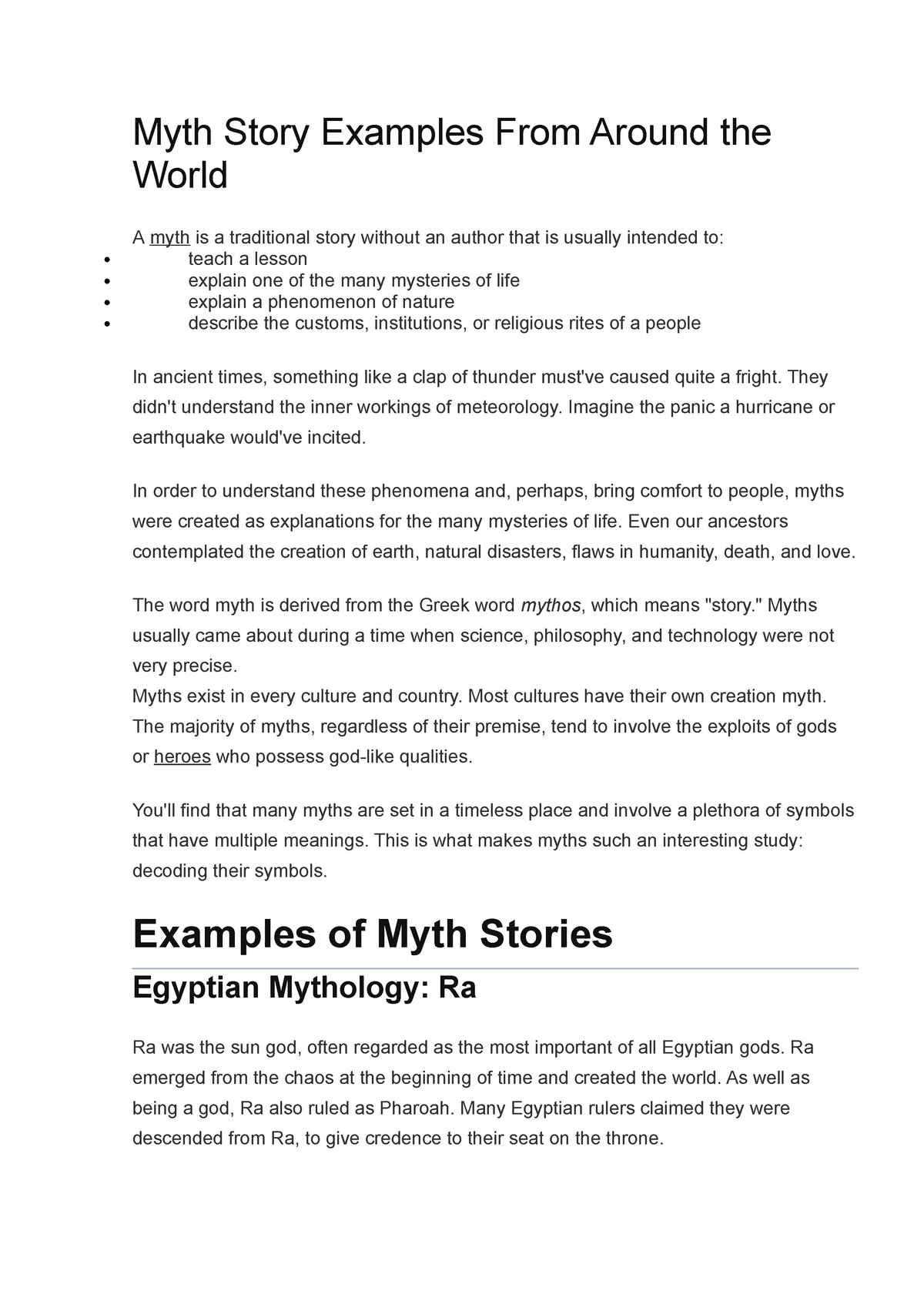 essay about a myth