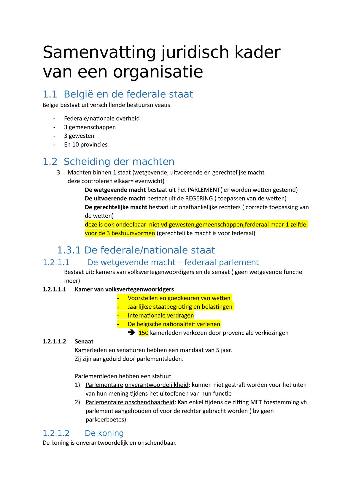 Samenvatting Juridisch Kader Van Een Organisatie - Samenvatting ...