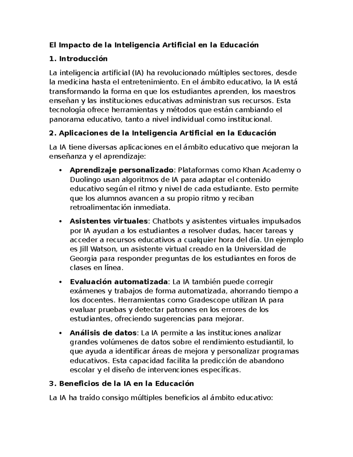 El Impacto de la Inteligencia Artificial en la Educación - El Impacto ...