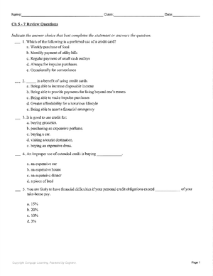 CH 7 Notes - Chapter 7 Notes (pg. 172) 