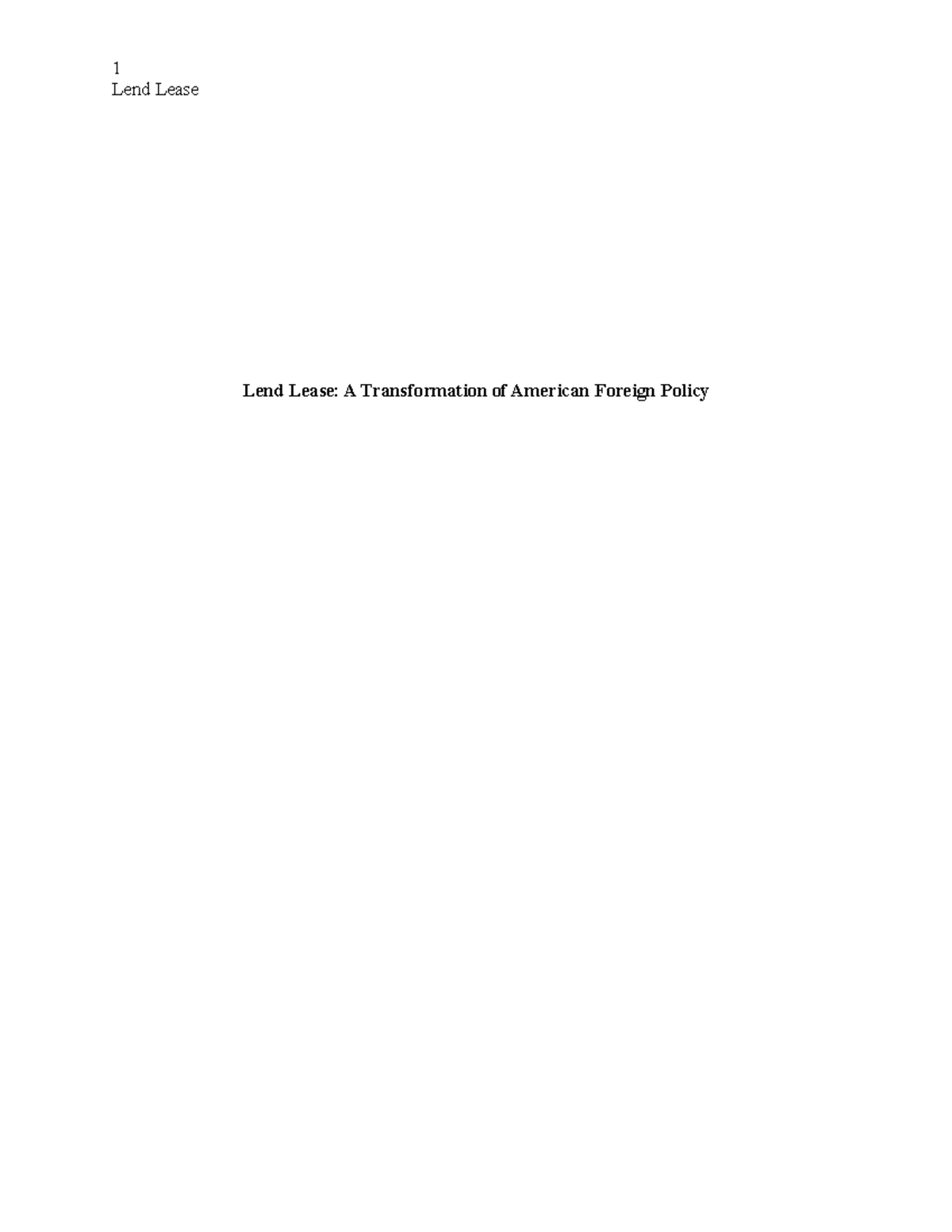 Lend Lease Acts Lend Lease Lend Lease A Transformation of American