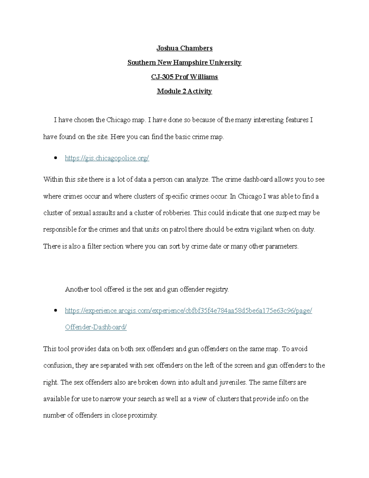 CJ 305 MOD 2 PA - Module 2 Practice Activity A Grade - Joshua Chambers ...