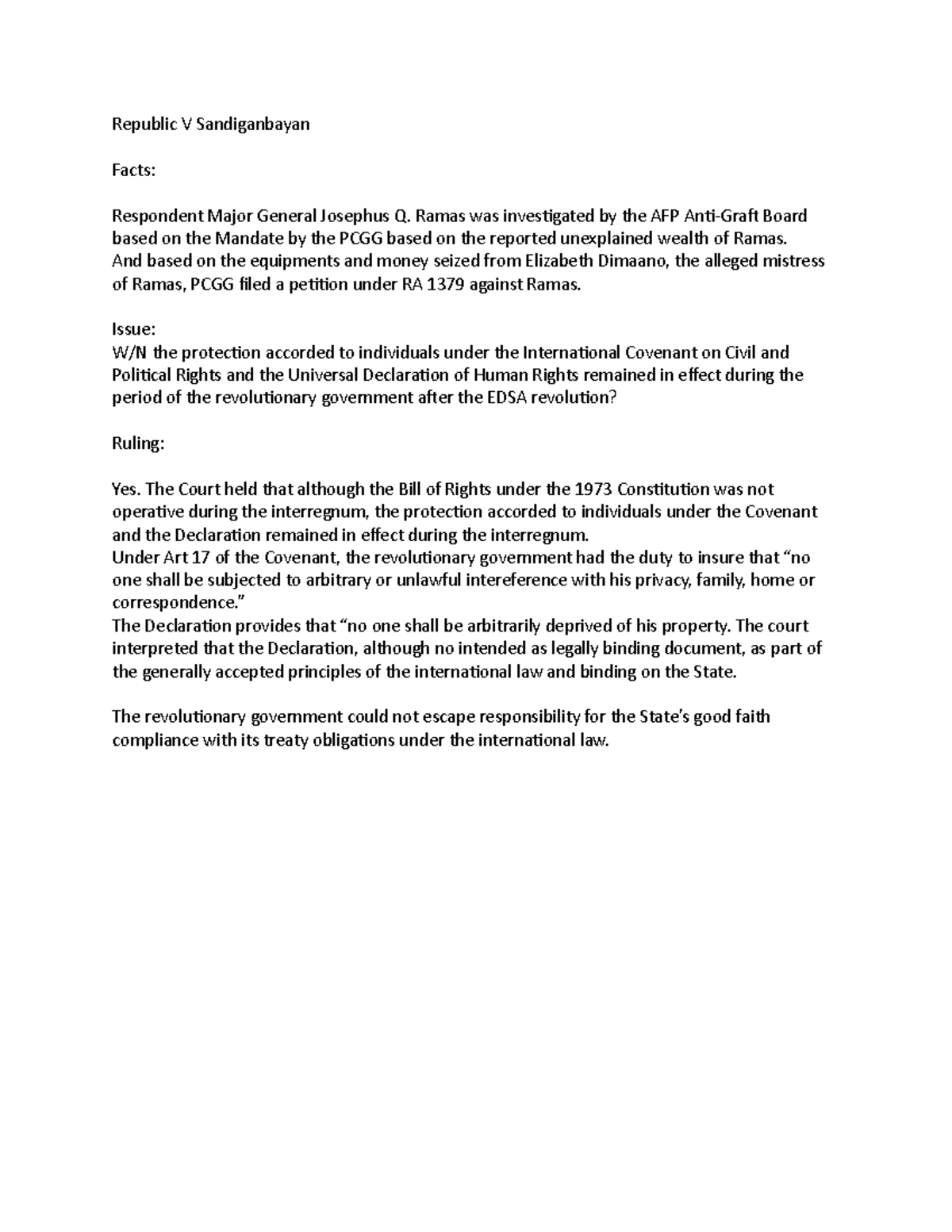 Republic V Sandiganbayan - Republic V Sandiganbayan Facts: Respondent ...