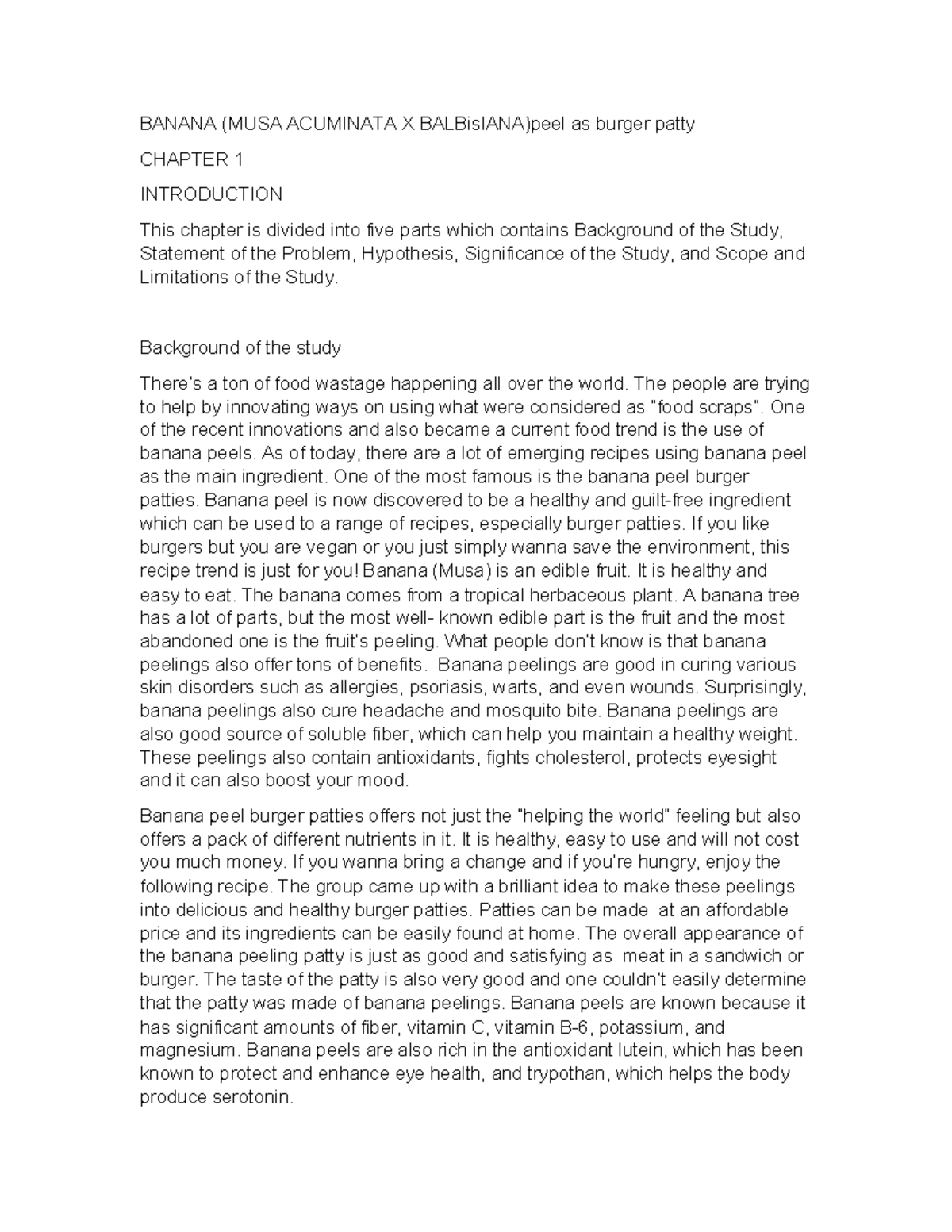 Banana BANANA (MUSA ACUMINATA X BALBisIANA)peel as burger patty