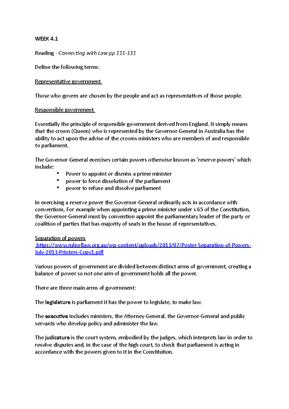 Fundamentals of Australian law (notes) - WEEK 4. Reading - Connecting ...