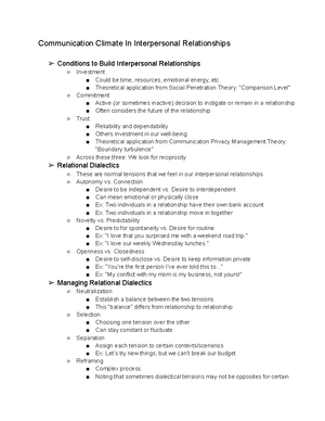 Chapter 1: A first look at Interpersonal Communication part two - A ...