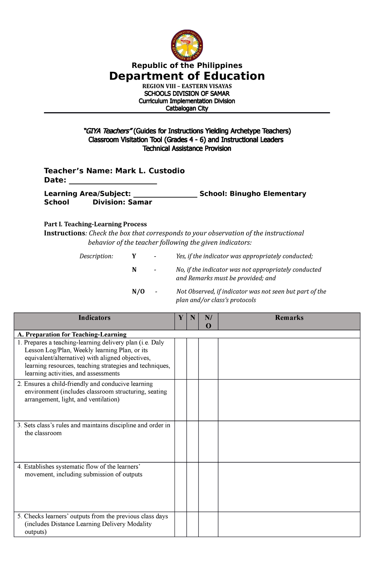 GIYA 4-6 - this will help you - Republic of the Philippines Department ...