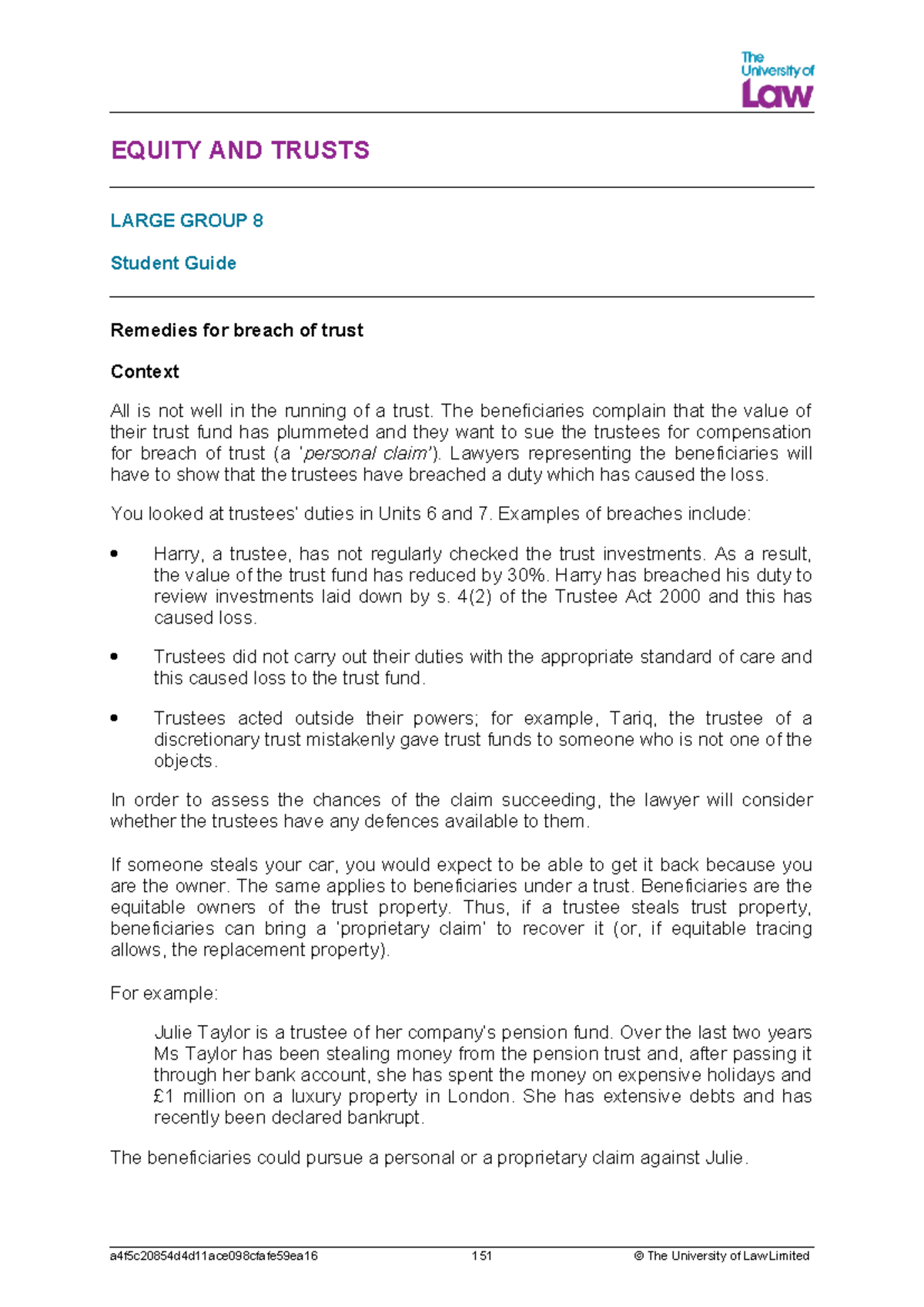 2425 eqtr lg08 ce01 student guide - EQUITY AND TRUSTS LARGE GROUP 8 ...
