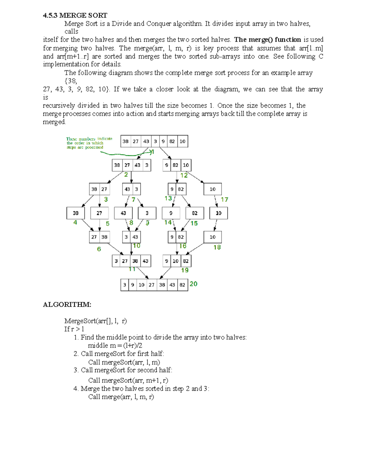 Unit4 - sorting - STUDENTSFOC 4.5 MERGE SORT Merge Sort is a Divide and ...