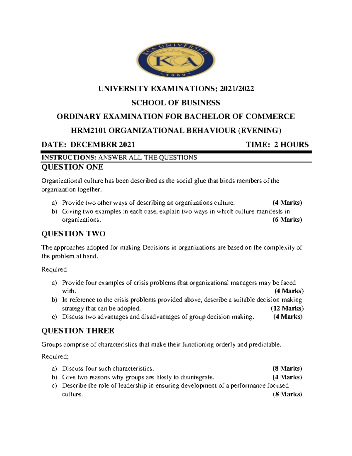 HRM2101 OB - I prefer answers that not only targets the specific ...